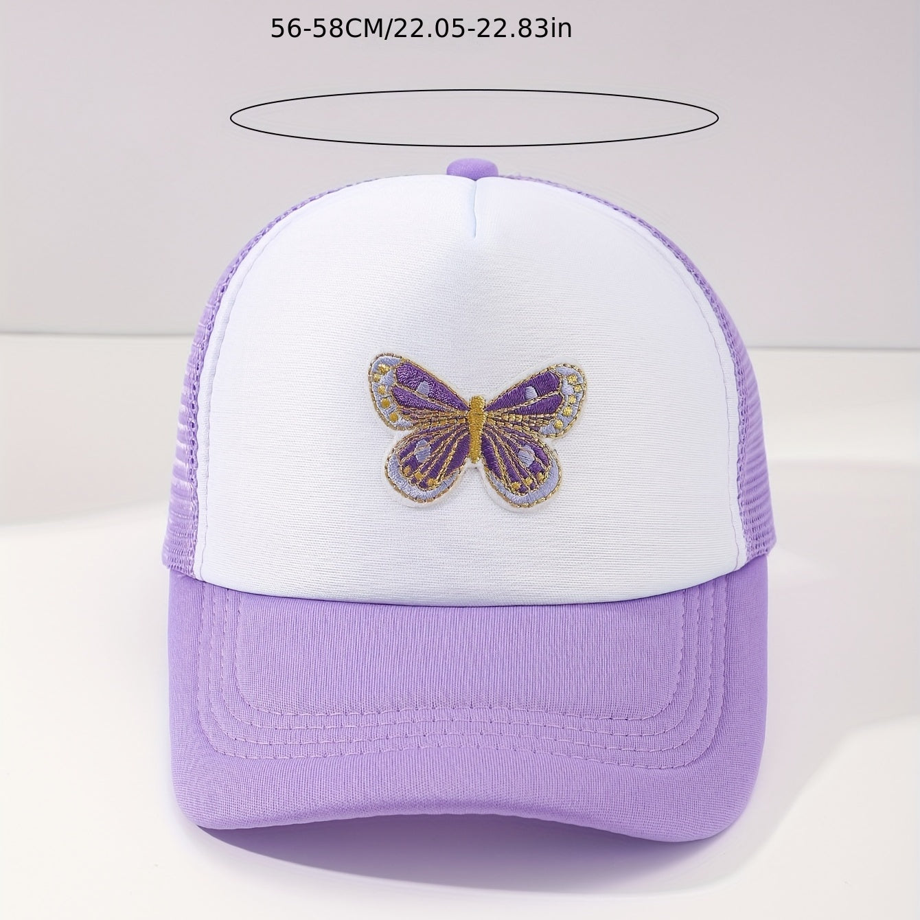 Butterfly Embroidery Half Mesh Baseball Cap