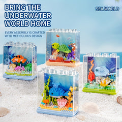 Ocean Animal Building Blocks Toy Set with Dust Cover