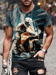Men's Driver Print T shirt Active Comfy Slightly Stretch Crew Neck Tee