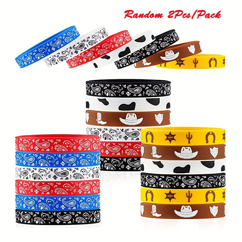 2Pcs Cowboy Ink Printing Silica Gel Bracelet for Sports Team