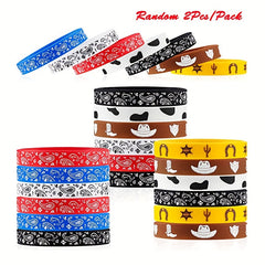 2Pcs Cowboy Ink Printing Silica Gel Bracelet for Sports Team