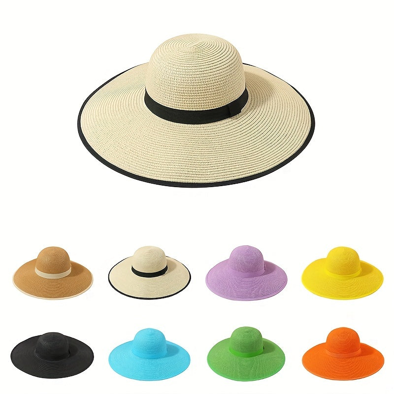 Floppy Straw Sun Hat Wide Brim Breathable Beach Hat