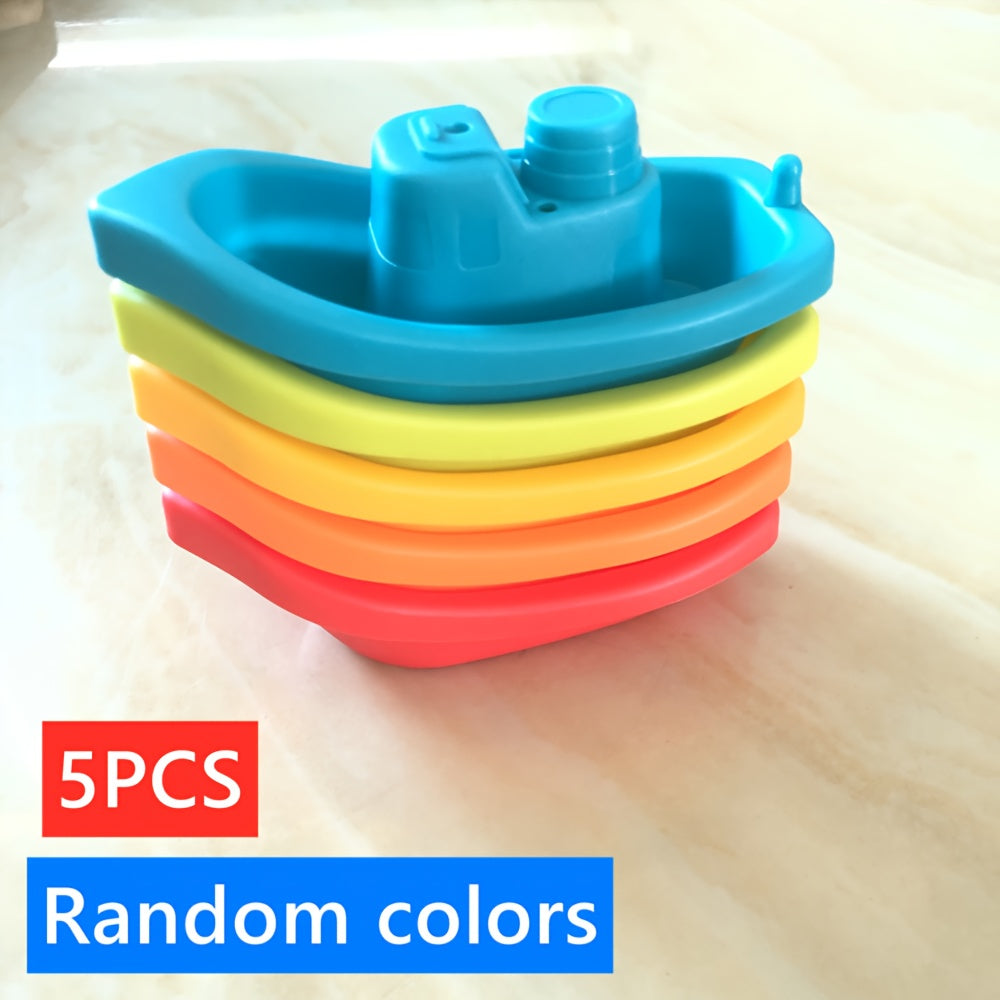 Colorful Stackable Boat Toys for Bath & Beach Play