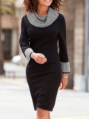 Colorblock Houndstooth Print Bodycon Dress
