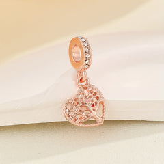 Rose Golden Alloy Heart Tree Pendant DIY Charms Supplies Jewelry