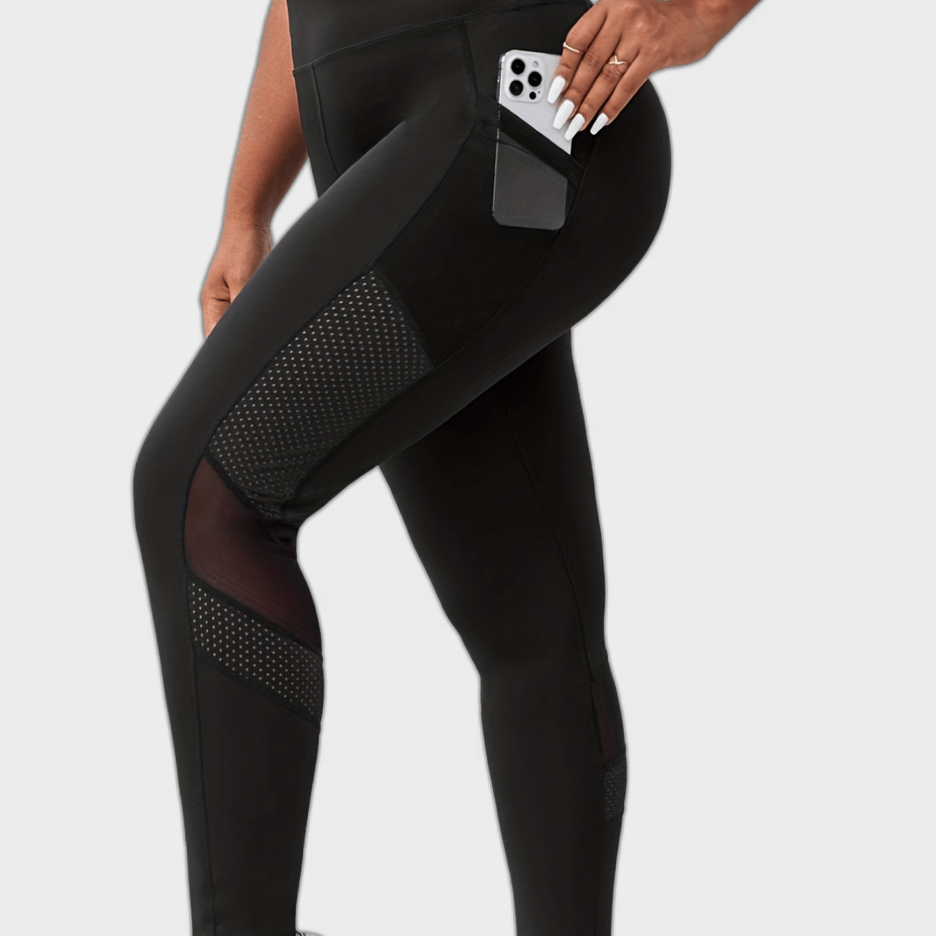 Mesh High Rise Pipping Leggings With Pockets