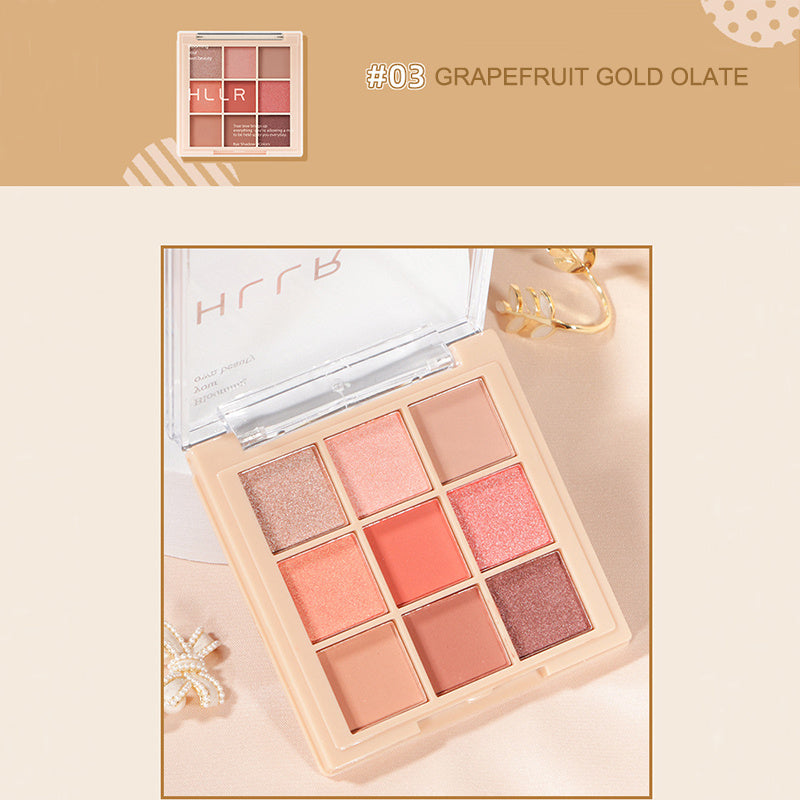 9 Shade Earth Tone Eyeshadow Palette Matte & Sequins Finish