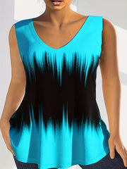Ombre Print V Neck Tank Top