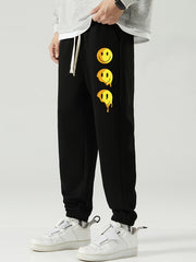 Men's Smiling Face Print Drawstring Sports Trousers