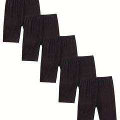 5pcs Girls' Modal Basic Bike Shorts for Kids Stretch Slim Fit