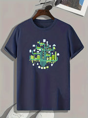 Pattern Print Men's Graphic T-shirt for Summer