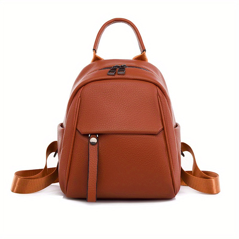 Women's Small Backpack Solid PU Leather Daypack