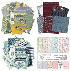 12 Sets DIY Photo Albums Scrapbook Flower Background Paper & 6" Patterned Paper