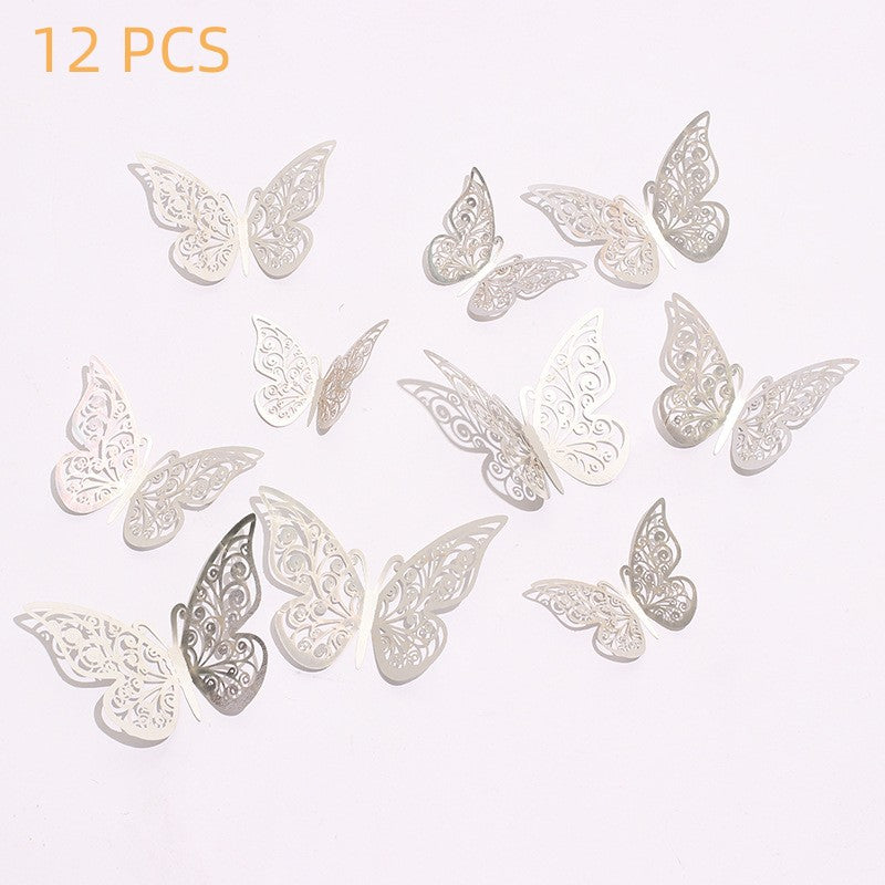 12pcs 3D Golden Butterfly Wall Decorations for Birthday Party and Cake Decor