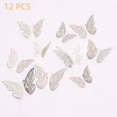 12pcs 3D Golden Butterfly Wall Decorations for Birthday Party and Cake Decor