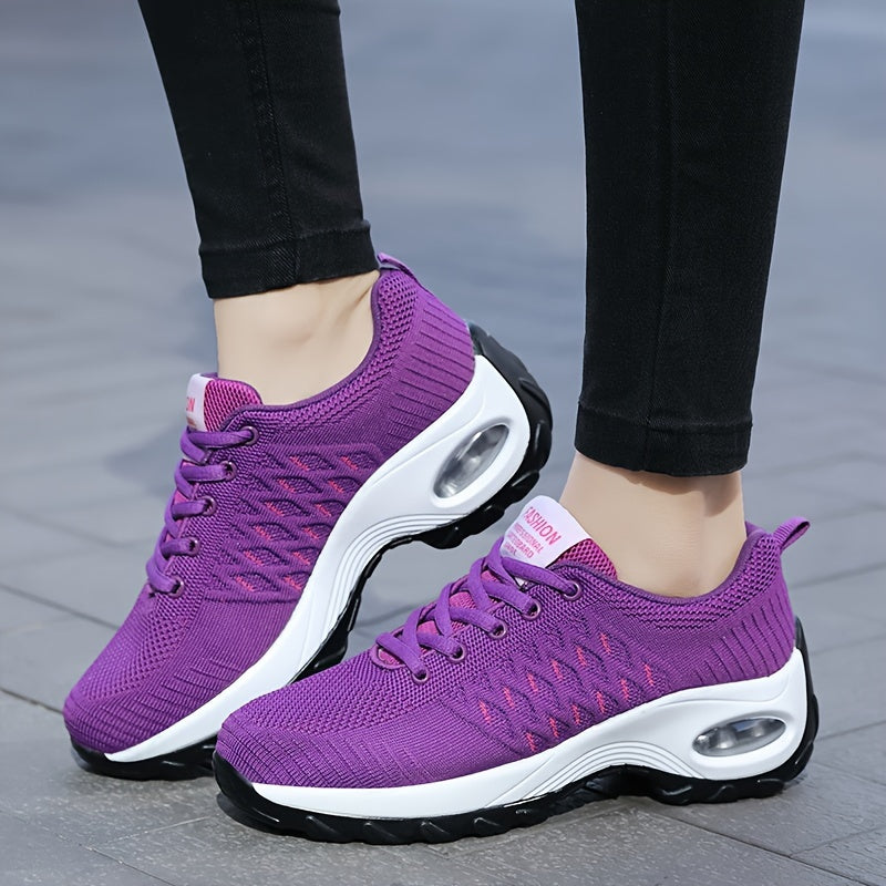 Women's Argyle Knit Running Shoes with Air Cushion