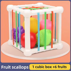 7Pcs Kids Cube Matching Toy Colorful Fruit Blocks Elastic Bands