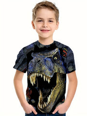 Boys Dinosaur T Shirt 3D Print Short Sleeves Summer Fun
