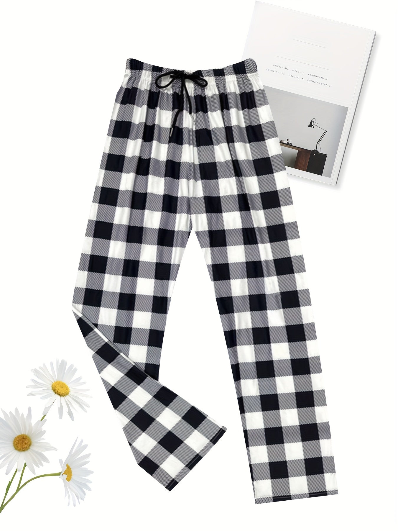 Checkerboard Print Yoga Pants Wide Legs Women's Activewear