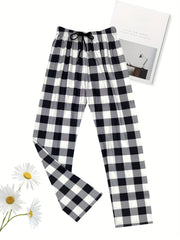 Checkerboard Print Yoga Pants Wide Legs Women's Activewear