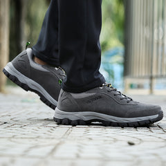 Men's Solid Hiking Shoes Non Slip Lace Up Sneakers