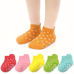 6 Pairs Polka Dot Knit Ankle Socks for Girls