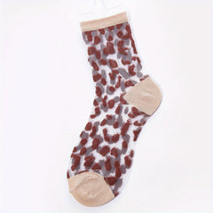 Leopard Mesh Socks Breathable Mid Tube Stockings