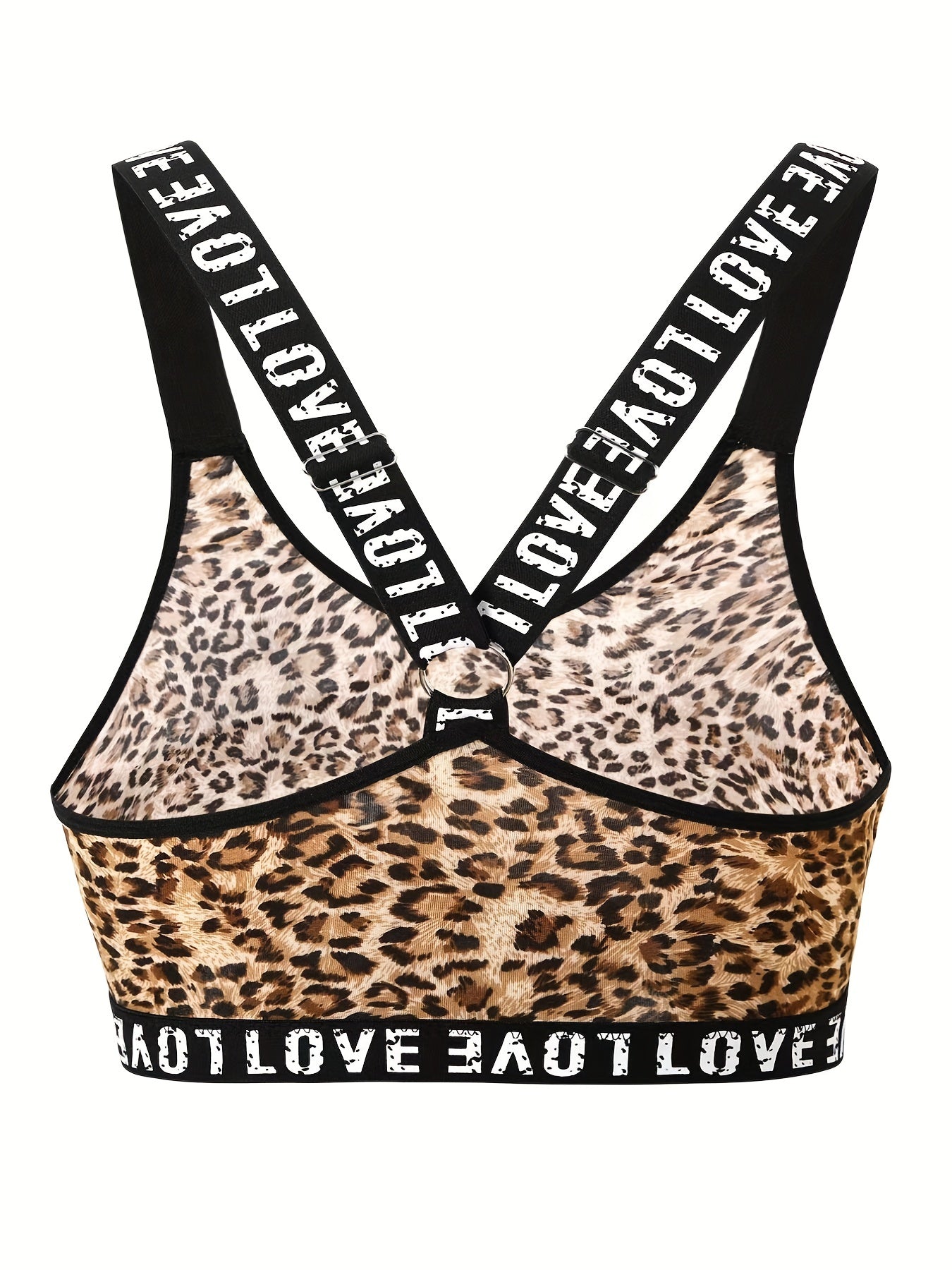 Plus Size Leopard Print T Back Wireless Bra & Panty Set