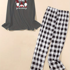 Plaid Gnomes Tee & Plaid Pants Pajama Set
