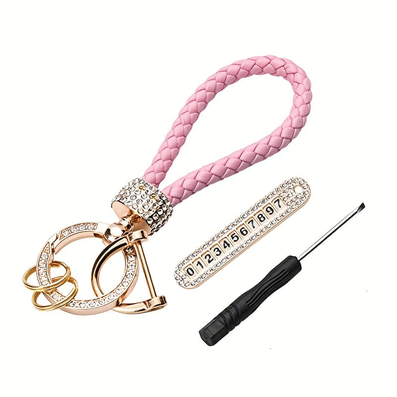 Anti Lost Car Keychains With Phone Number & Bling Diamond
