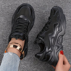 Women's Mesh Chunky Sneakers Breathable Non-slip Lace-up Running Shoes