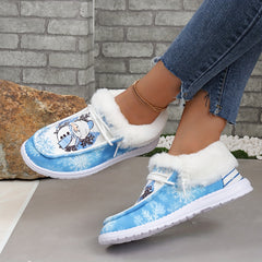 Women's Christmas Snowman & Snowflake Pattern Skateboard Shoes Low Top Sneakers