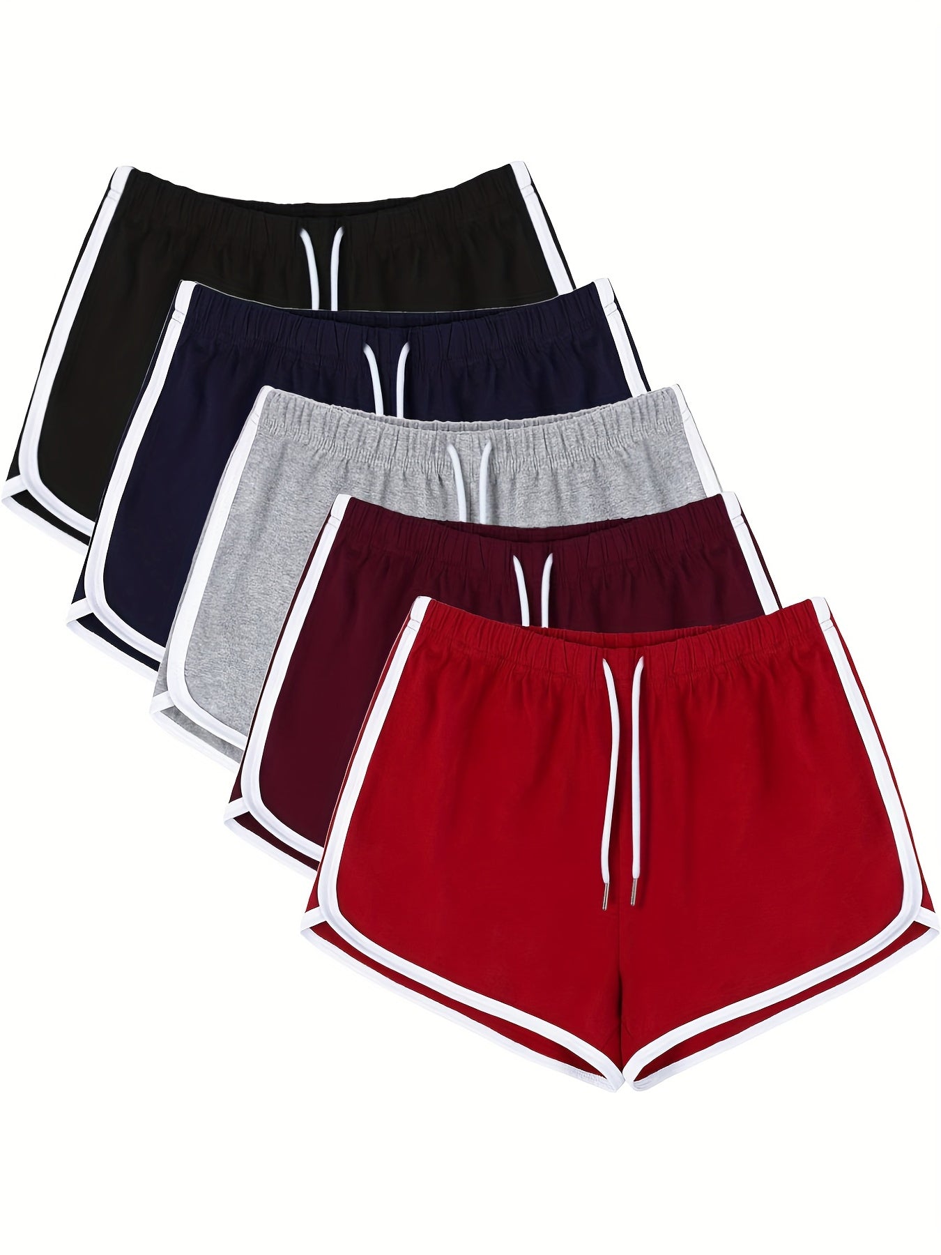 5pcs Women's Drawstring Yoga Shorts Comfortable and Breathable Activewear