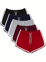 5pcs Women's Drawstring Yoga Shorts Comfortable and Breathable Activewear