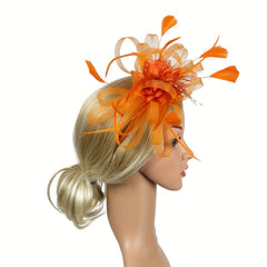 Orange Mesh Flower Fascinator Hat Headwear 20s Hat