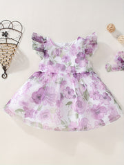 Toddler Baby Girls Floral Flutter Sleeve Dress for Spring Summer Party