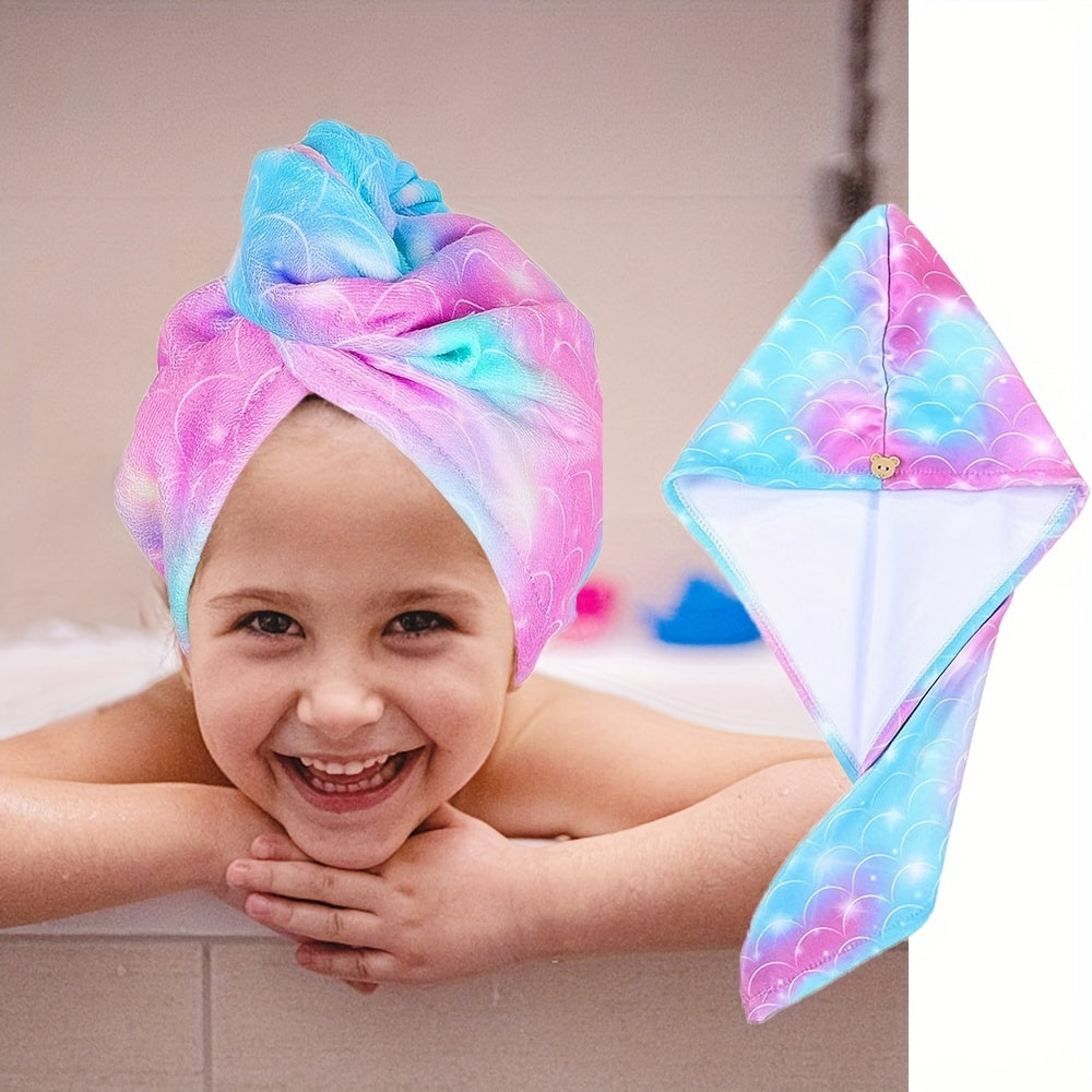 Microfiber Hair Towel with Button Soft Hair Drying Cap Hair Turban Hair Towel