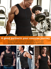 Men's Neoprene Sauna Suit Waist Trainer Vest & Body Shaper Zipper Tank Top