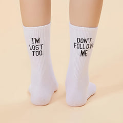 Women's Letter Print Casual Mid Tube Socks