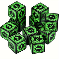 10pcs 6 Sided Square Edged Corner Numbers Acrylic Dices