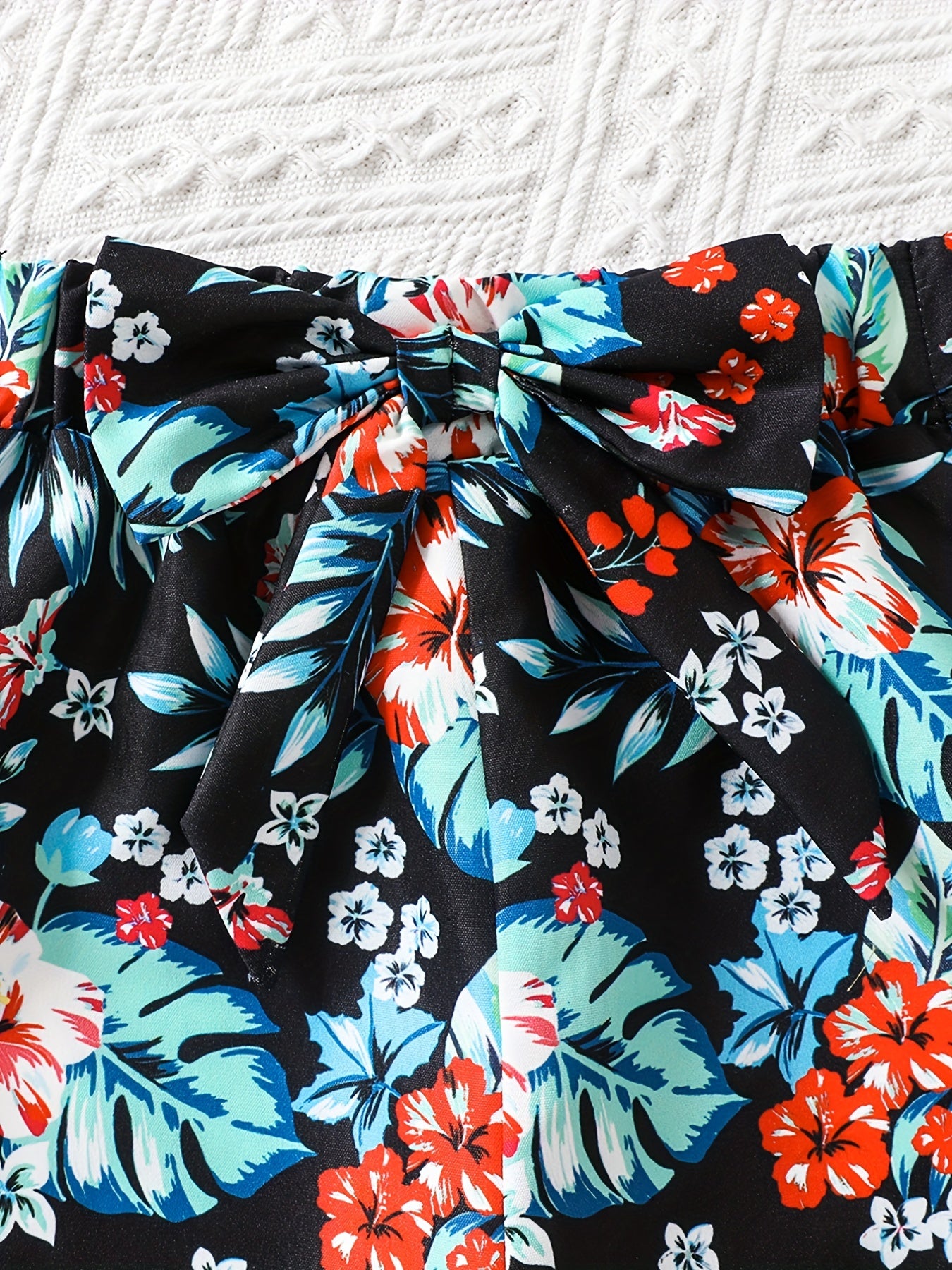 Toddler Girls Flowers Graphic Bow Front Casual Elastic Waist Shorts