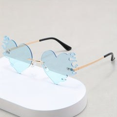 Y2K Melting Heart Sunglasses Rimless Beach Party UV400