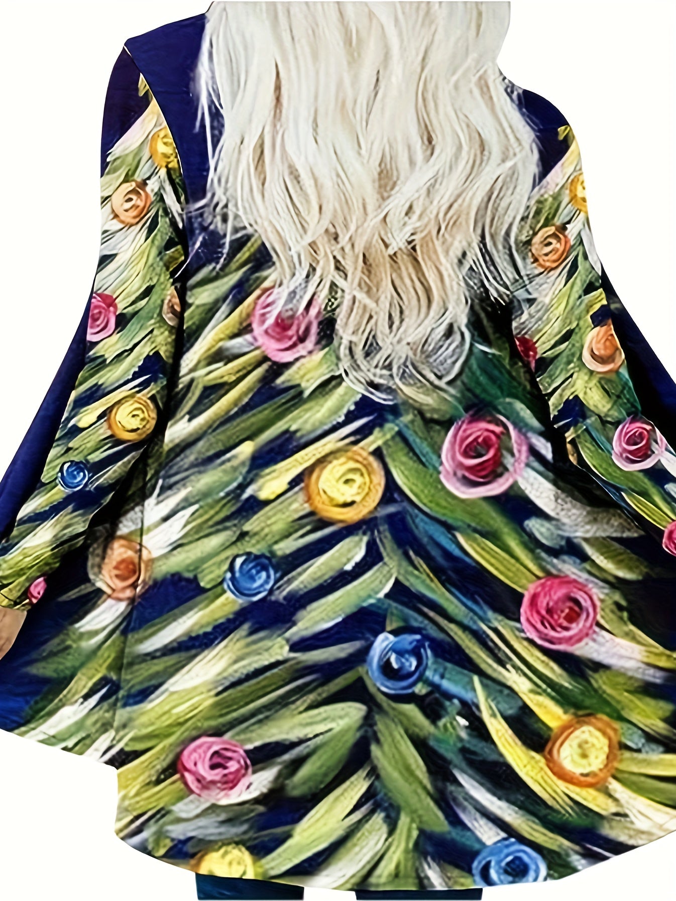 Xmas Cardigan Women's Tree Print Open Front Cardigan
