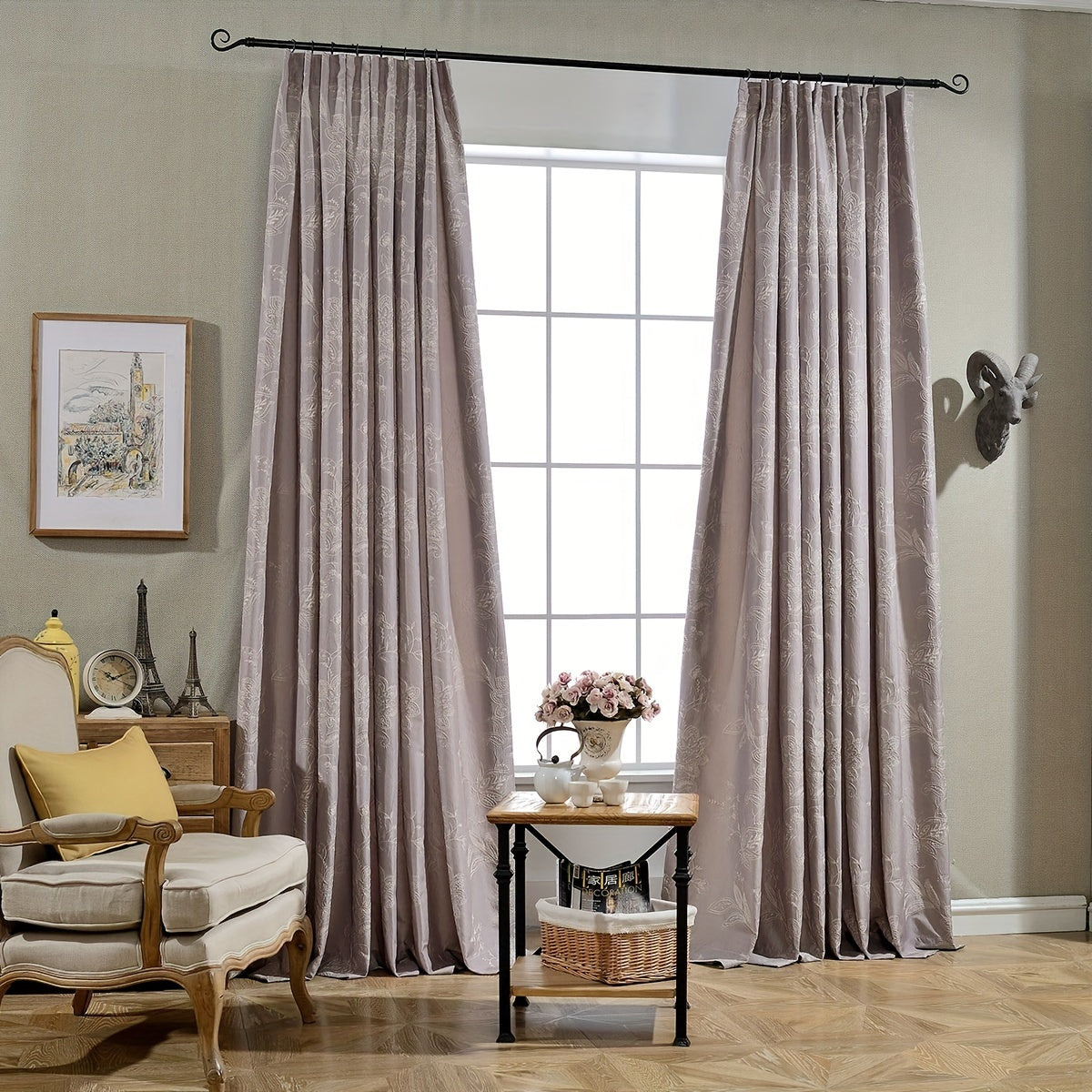 American Flower Jacquard Curtain for Stylish Home Decor