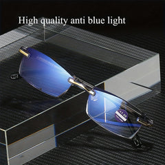 Half Rimless Rectangle Eyeglasses HD Light Blocking Glasses