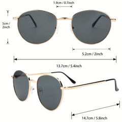 3pcs Metal Round Frame Sunglasses UV 400 Protection