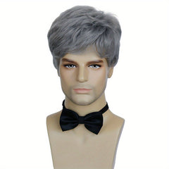 Men's Gray Short Layered Synthetic Hair Wig