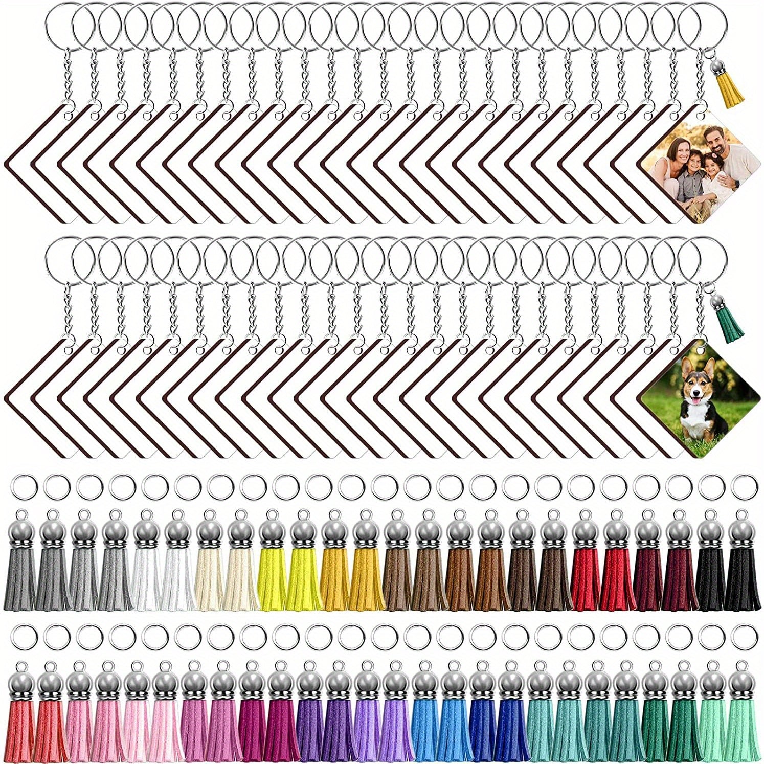 250PCS Sublimation Blank Leather Keychain with Tassel