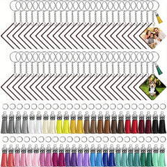250PCS Sublimation Blank Leather Keychain with Tassel