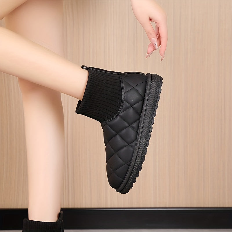 Women's Quilted Snow Boots Elastic Thermal Winter Ankle Boots